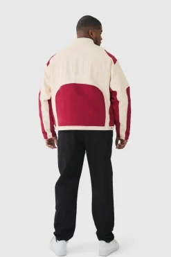 Best Sale boohooMAN Plus Oversized Twill Homme Moto Jacket In red