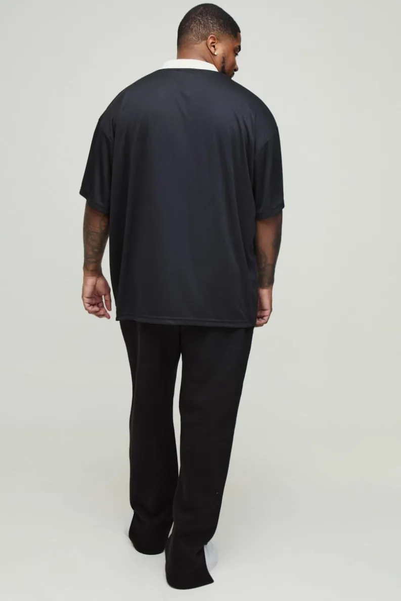 Best Sale boohooMAN Plus Oversized V Neck Mesh T-shirt black