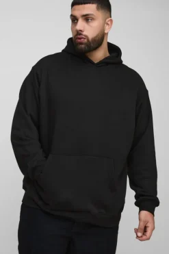 Store boohooMAN Plus Oversized Worldwide Graphic Hoodie black