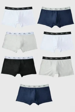 Fashion boohooMAN Plus 7 Pack Man Dash Repeat Classic Trunks black