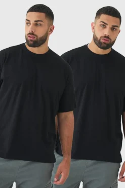 Discount boohooMAN Plus 2 Pack Oversized T-shirt black