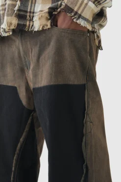 Best Sale boohooMAN Plus Paint Splatter Carpenter Panel Relaxed Fit Flared Jeans ice grey