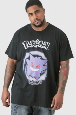 Best Sale boohooMAN Plus Pokemon Gengar Printed Licensed T-shirt In black