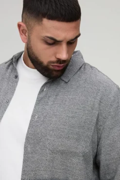Best boohooMAN Plus Regular Fit Dip Dyed Shirt grey