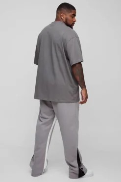 Best boohooMAN Plus Regular Fit Ltd Edt Paint Splatter Gusset Jogger grey