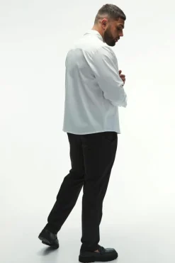 Fashion boohooMAN Plus Regular Fit Oxford Shirt In white