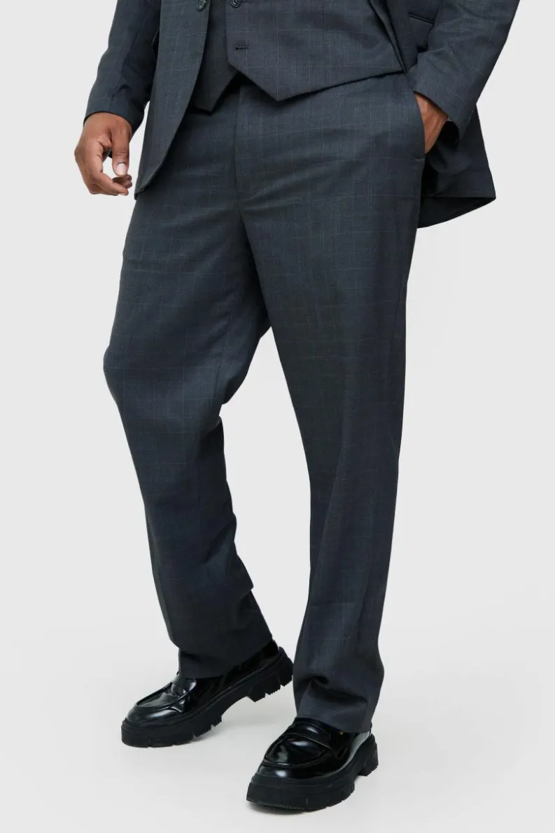 Store boohoo Plus Regular Fit Suit in charcoal