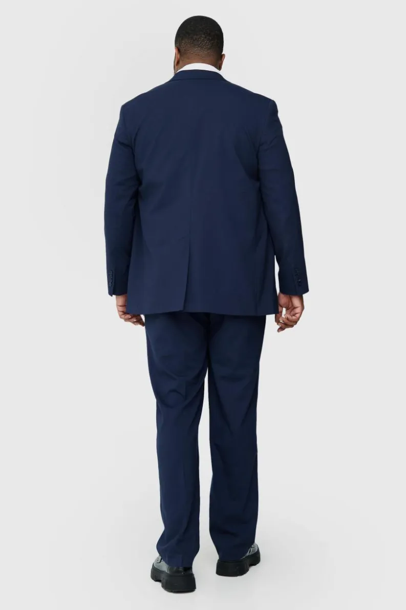 Online boohoo Plus Regular Fit Suit in navy