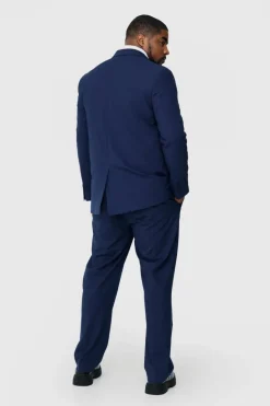 Sale boohoo Plus Regular Fit Suit in Navy dark blue