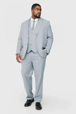 Best Sale boohooMAN Plus Regular Fit Suit Trouser In grey
