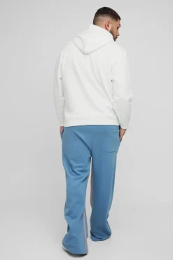 New boohooMAN Plus Relaxed Man Paint Splatter Flare Jogger slate blue