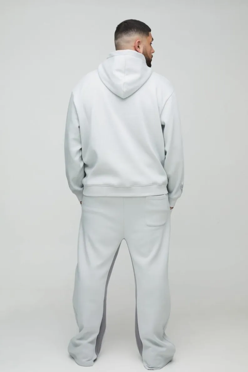 Cheap boohooMAN Plus Relaxed Man Paint Splatter Flare Jogger grey