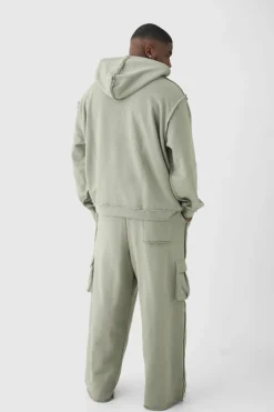 Cheap boohooMAN Plus Relaxed Wide Leg Eyelet Detail Cargo Jogger taupe