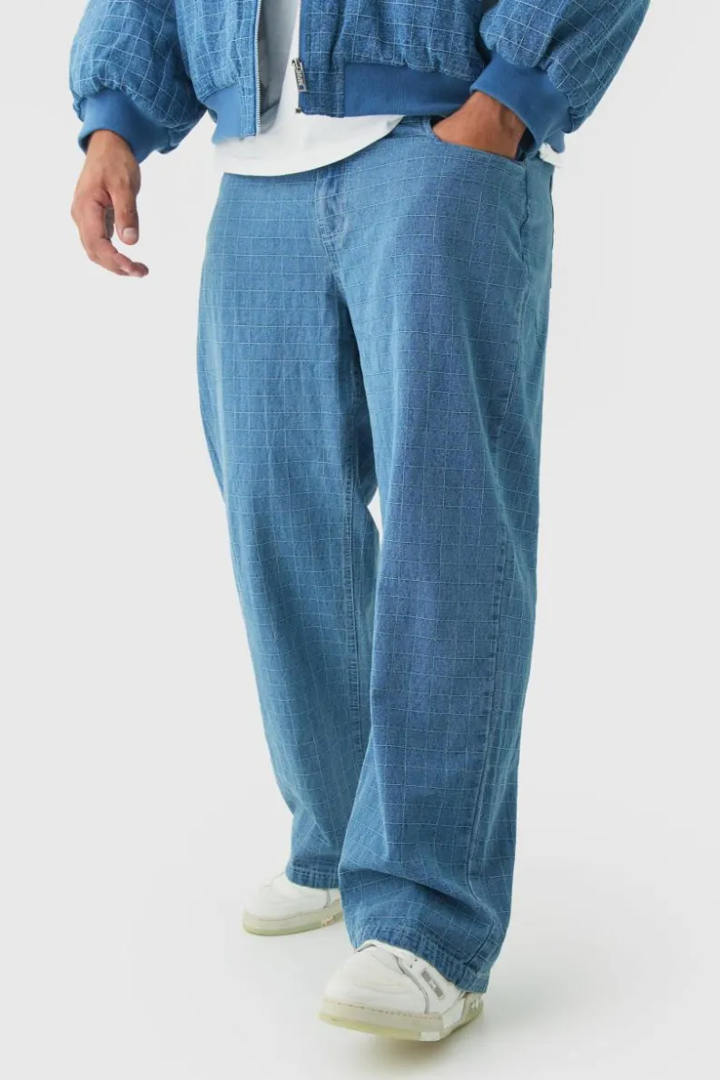 Best boohooMAN Plus Ripstop Relaxed Fit Jeans mid wash