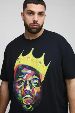 Clearance boohooMAN Plus Size Biggie Crown License T-shirt black