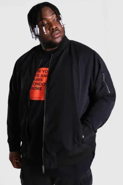 Online boohooMAN Plus Size Ma1 Bomber Jacket black