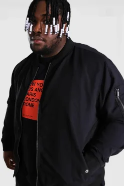 Online boohooMAN Plus Size Ma1 Bomber Jacket black