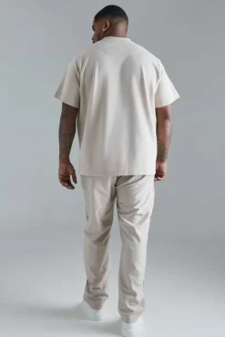 Outlet boohooMAN Plus Skinny Fit Colour Block Panel Suit Trouser stone
