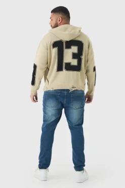 Cheap boohooMAN Plus Skinny Jeans With All Over Rips vintage blue