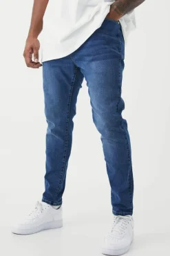 Discount boohooMAN Plus Skinny Stretch Jeans mid blue