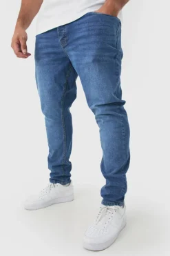 Store boohooMAN Plus Skinny Stretch Jeans mid blue