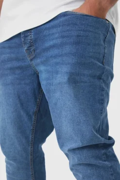 Store boohooMAN Plus Skinny Stretch Jeans mid blue