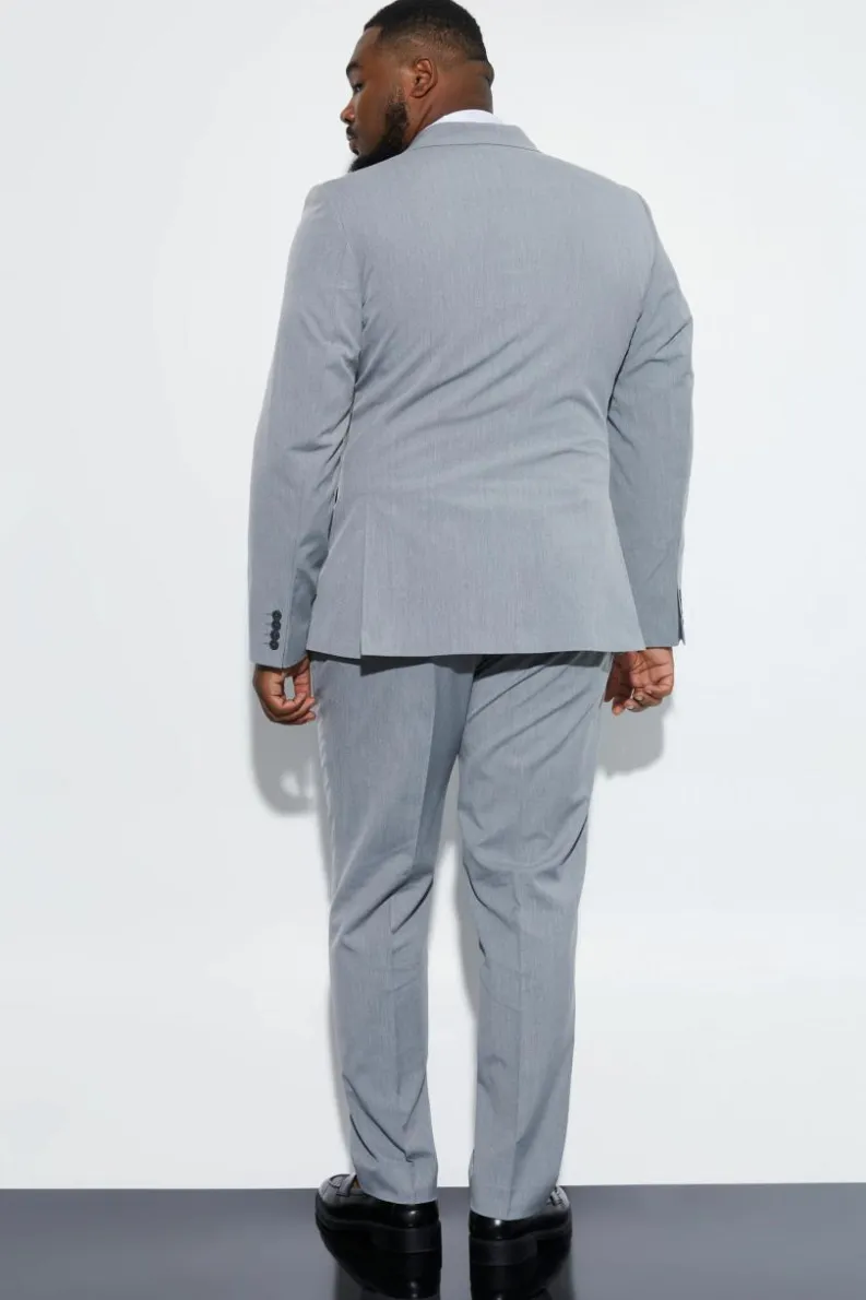 New boohooMAN Plus Slim Double Breasted Suit Jacket grey