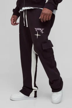 Discount boohooMAN Plus Slim Gusset Jogger Official Cargo Jogger chocolate