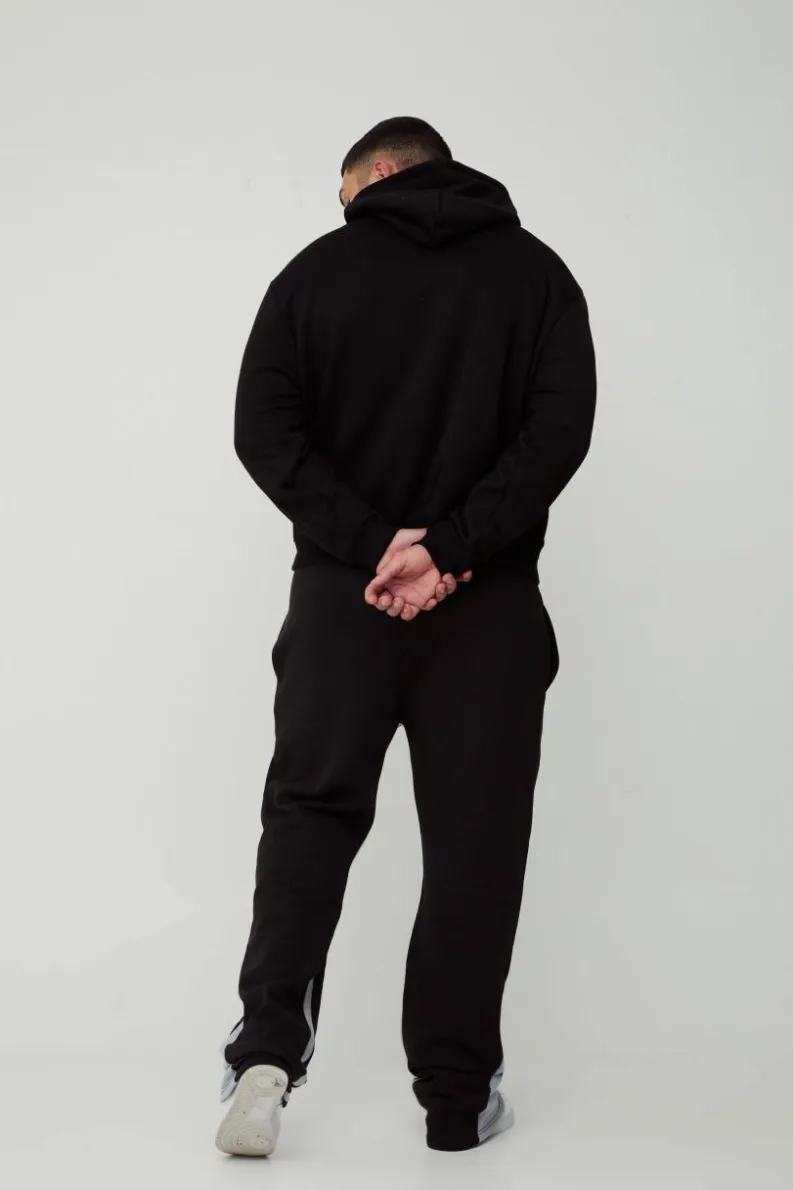 Fashion boohooMAN Plus Slim Stacked Flare Jogger With Gusset Panel black