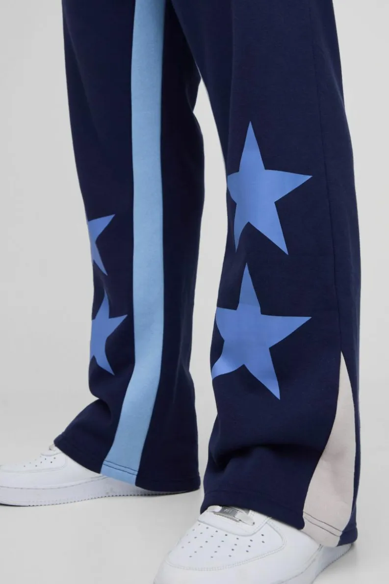 Cheap boohooMAN Plus Star Gusset Jogger navy
