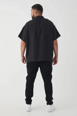 Shop boohooMAN Plus Stretch Skinny Fit Jeans true black