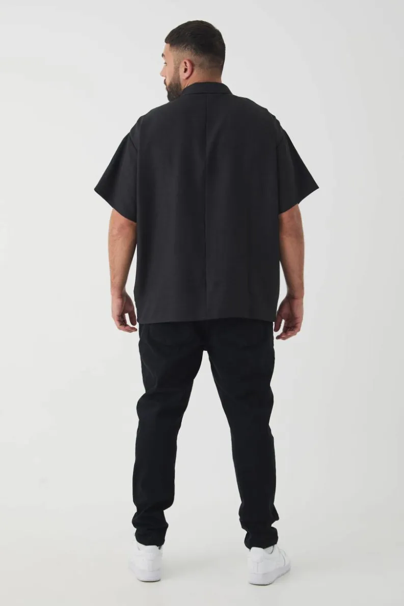 Shop boohooMAN Plus Stretch Skinny Fit Jeans true black