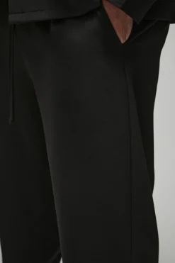 Cheap boohooMAN Plus Stretch Woven Tapered Trousers black