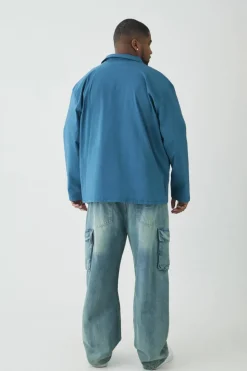 Best boohooMAN Plus Stretch Zip Through Shirt in slate