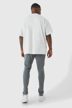 Sale boohooMAN Plus Super Skinny Stretch Ripped Knee Jeans mid grey