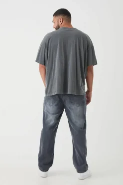 Best boohooMAN Plus Tapered Rigid Jeans mid grey