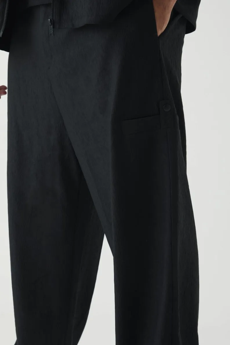 Shop boohooMAN Plus Textured Tailored Trousers black