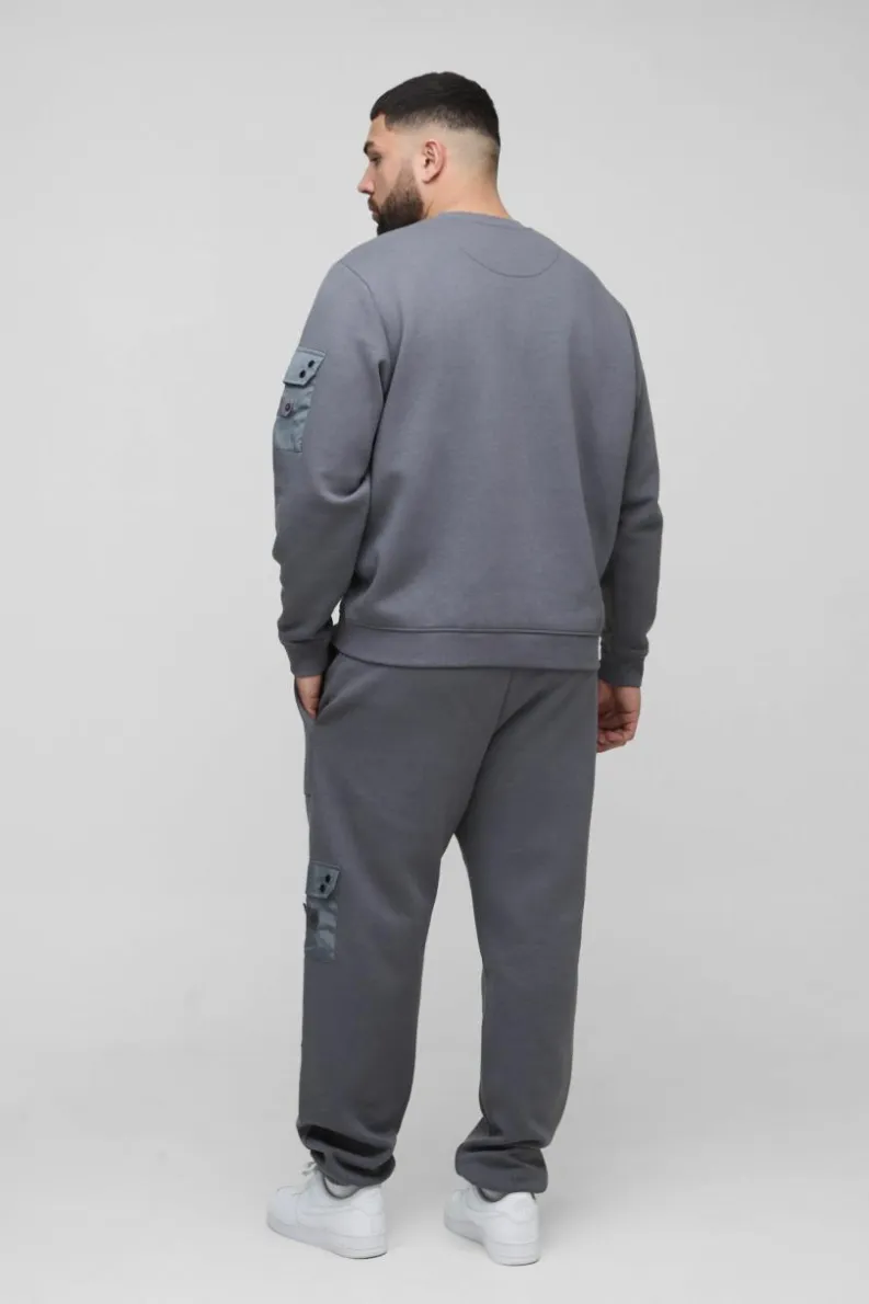 Best Sale boohooMAN Plus Utility Pocket Jersey Jogger grey