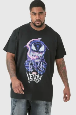 Hot boohooMAN Plus Venom Graphic License T-shirt black