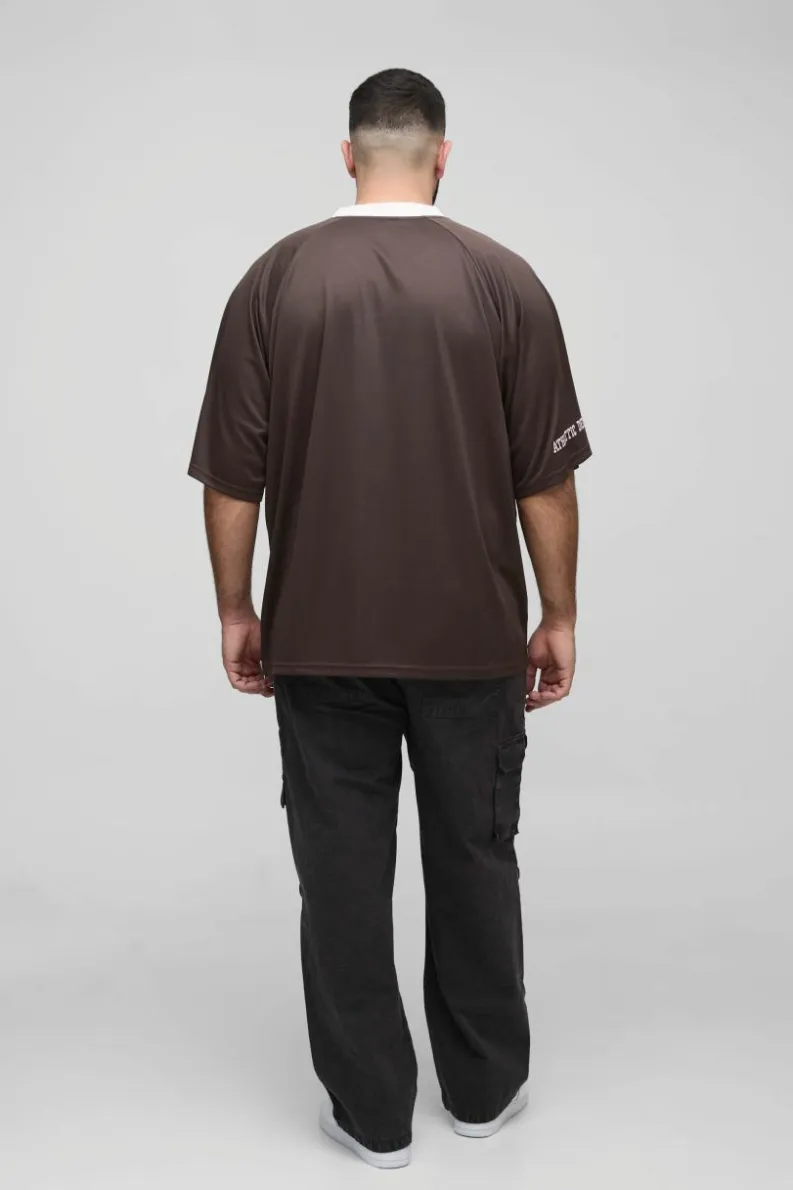 Fashion boohooMAN Plus Washed Ripstop Embroidered Relaxed Fit Cargo Trousers charcoal