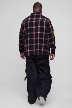 Online boohooMAN Plus Washed Twill Multi Pocket Baggy Cargo Trousers black
