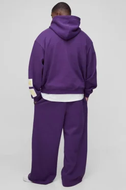 Cheap boohooMAN Plus Wide Fit Rhinestone Applique Jogger purple