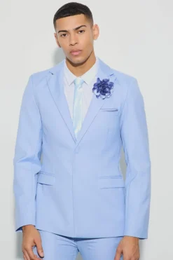 Best boohooMAN Pocket Square Single Breasted Tailored Jacket blue