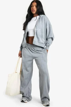 Cheap boohoo Premium Heavyweight Overdyed Zip Through Hoodie grey