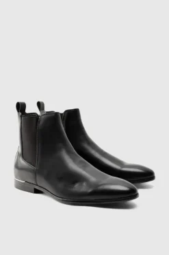 Cheap boohooMAN PU Chelsea Boot black