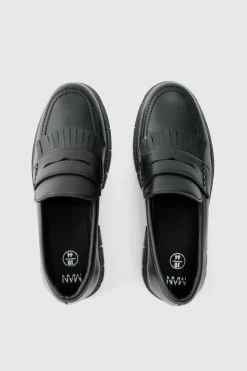 Sale boohooMAN Pu Chunky Sole Tassel Loafer In black