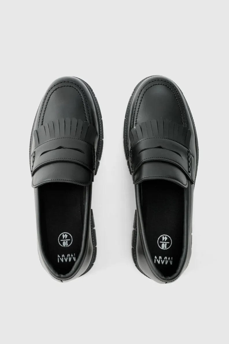 Sale boohooMAN Pu Chunky Sole Tassel Loafer In black