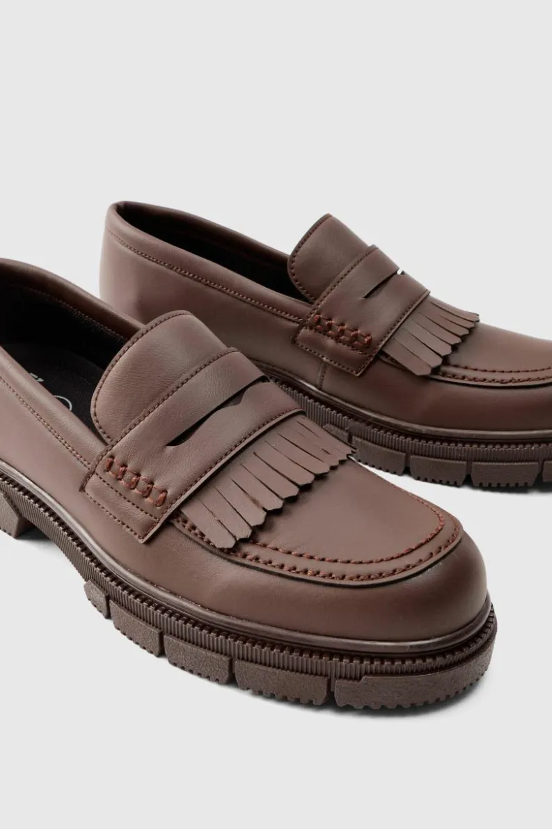 Best boohooMAN Pu Chunky Sole Tassel Loafer In brown