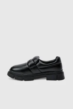 Store boohooMAN PU Padded Slip On Loafer In black