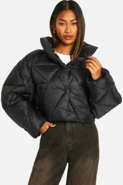 Flash Sale boohoo Quilted Boxy Puffer Jacket black